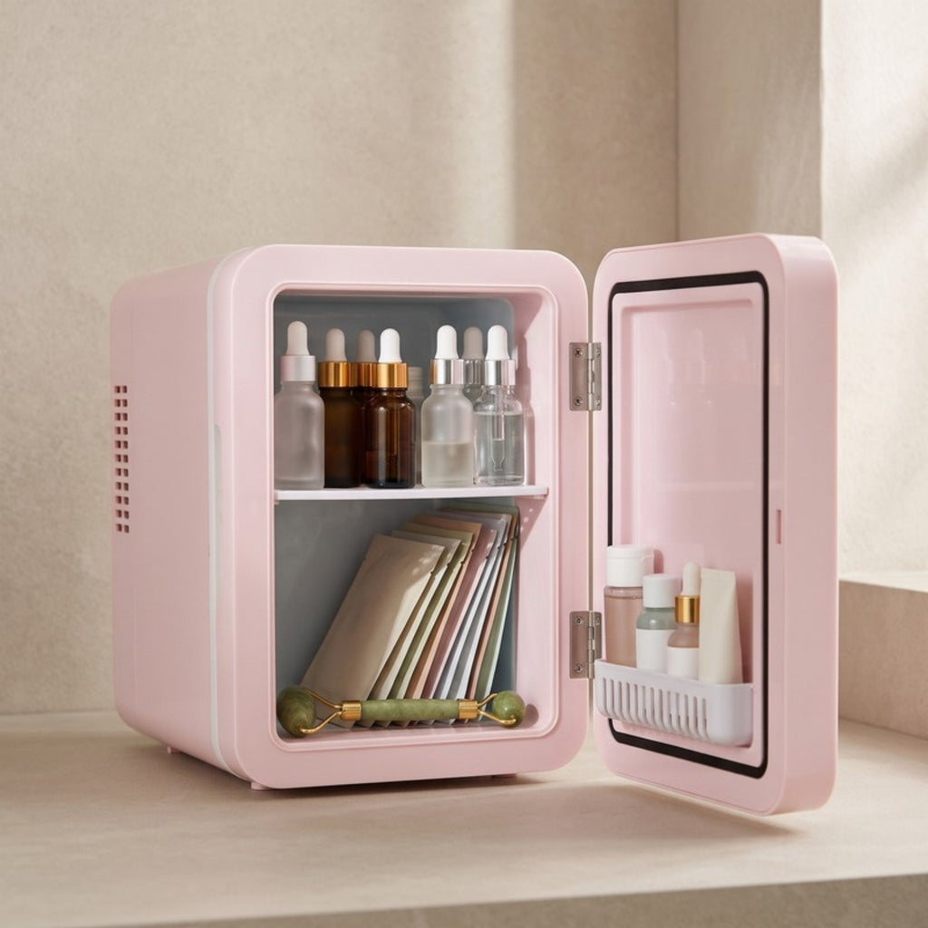Chill Mini Skincare Fridge with the door open