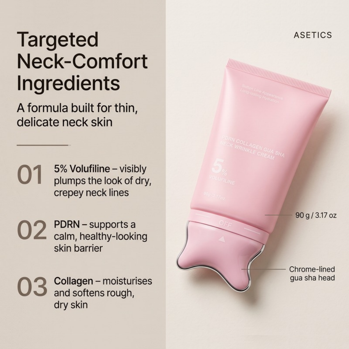 Asetics Silk Collagen Gua Sha Neck Cream
