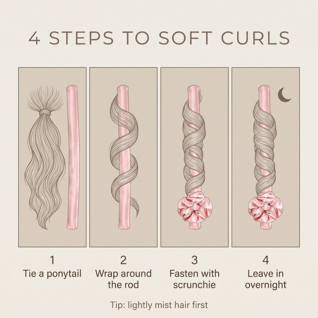 Asetics Silk Satin Heatless Curling Rod
