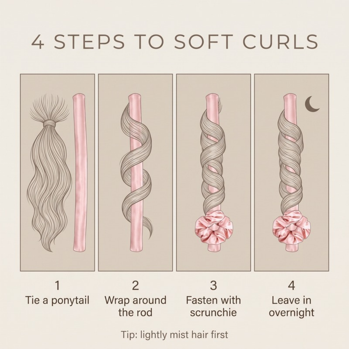 Asetics Silk Satin Heatless Curling Rod